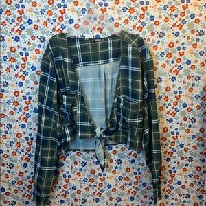 Plaid tied crop top